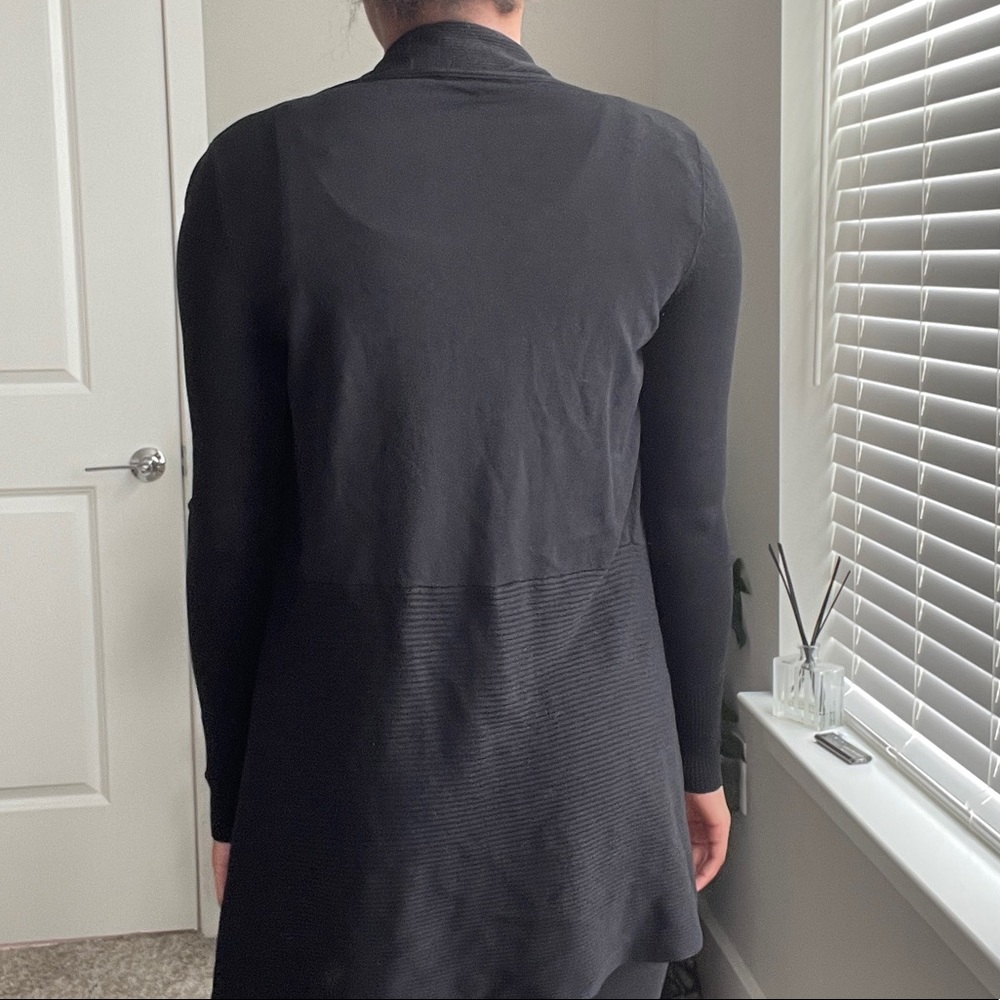 Zara Black Rib Long Sleeve Sweater Cardigan Small - Picture 4 of 7